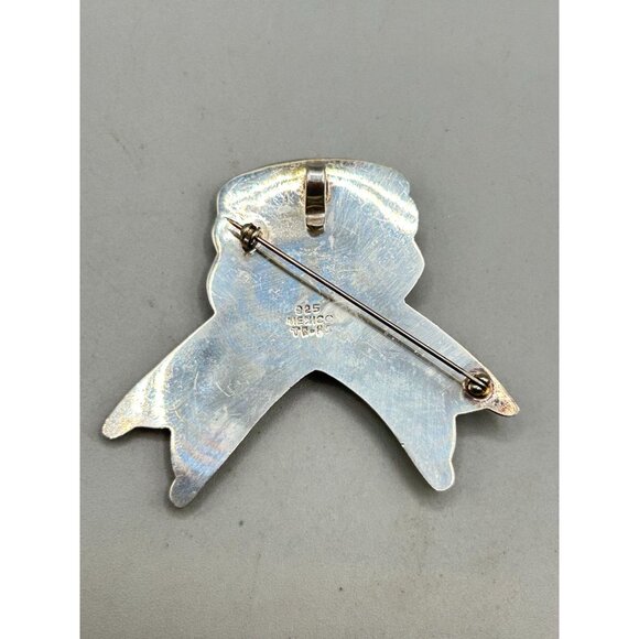 Sterling Silver 925 Ribbon Pin Brooch Awareness Ribbon Handcrafted Taxco Mexico - Picture 6 of 9